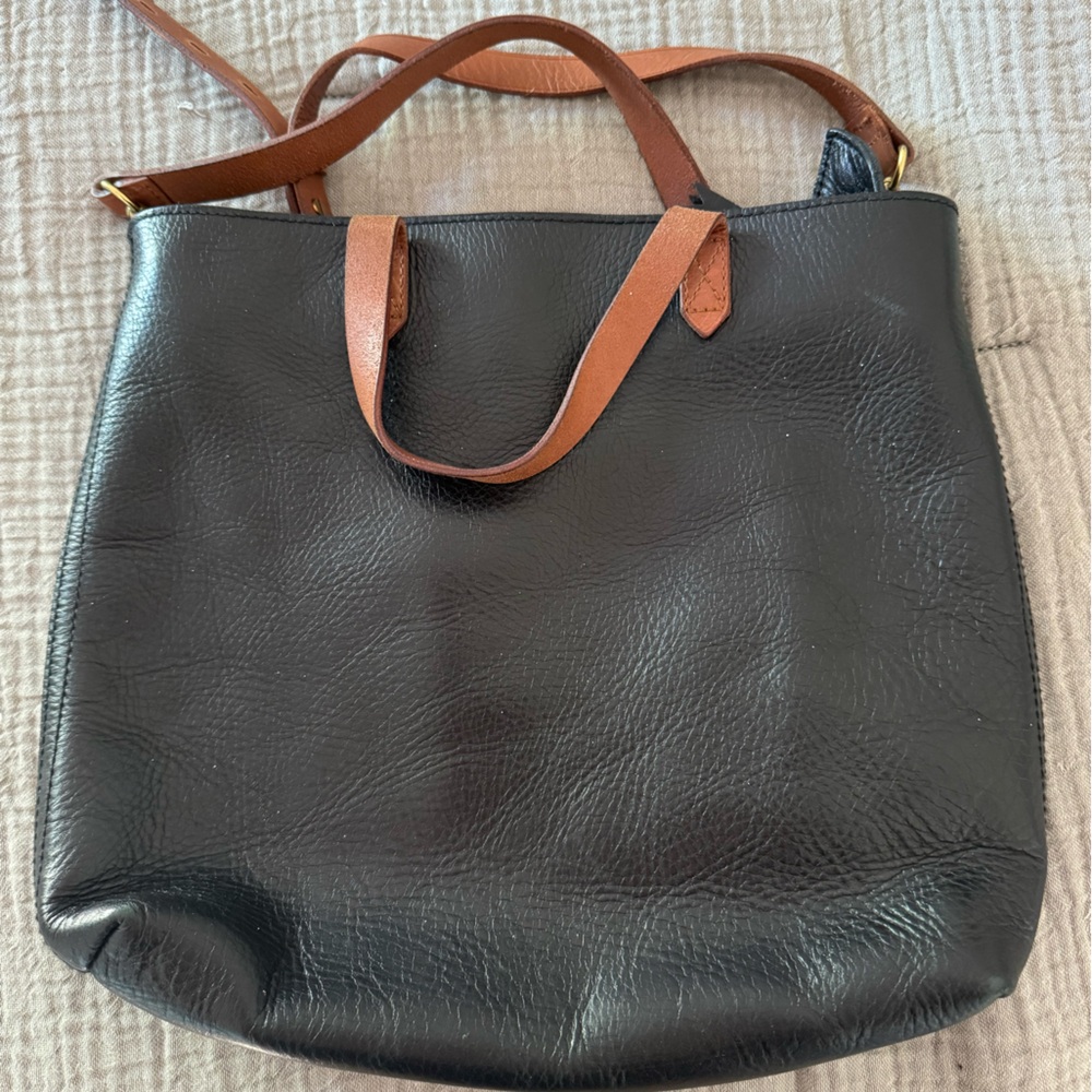 Madewell Small Leather Transport bag in black and brown